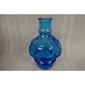 Vtg 6” Wheaton Glass Lamp Shade Bottle Blue Embossed Lantern Lamp Design